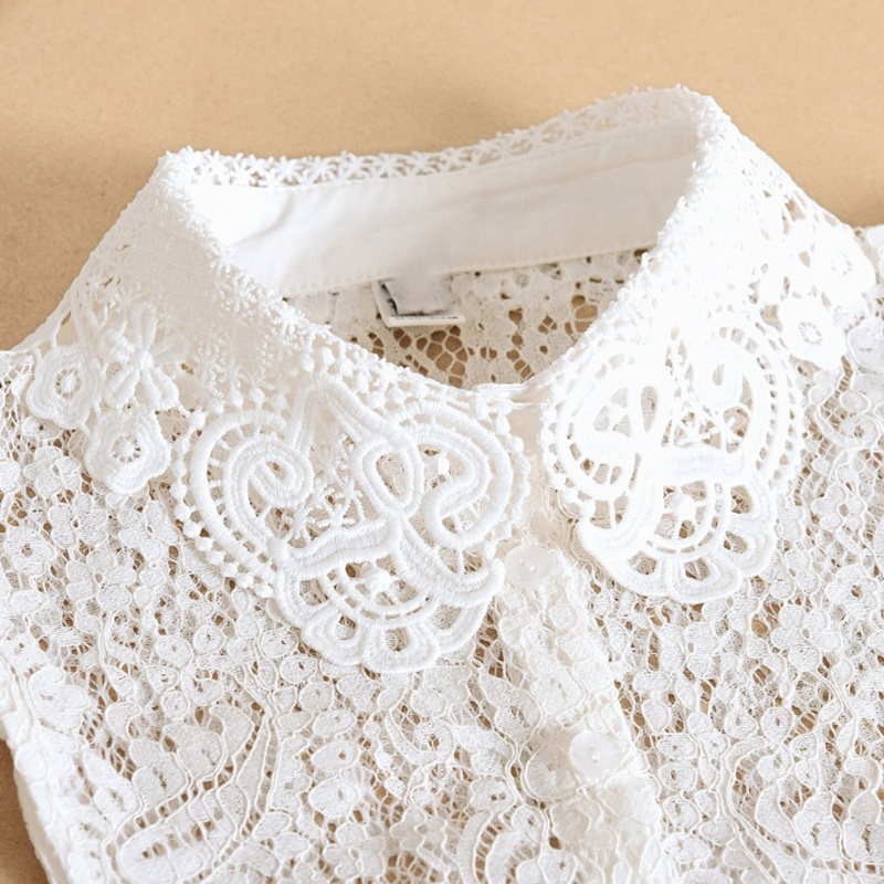Cổ áo giả phối ren hoa cài nút tháo được kiểu mùa xuân Hàn cho áo sweater áo sơ mi áo kiểu nữ