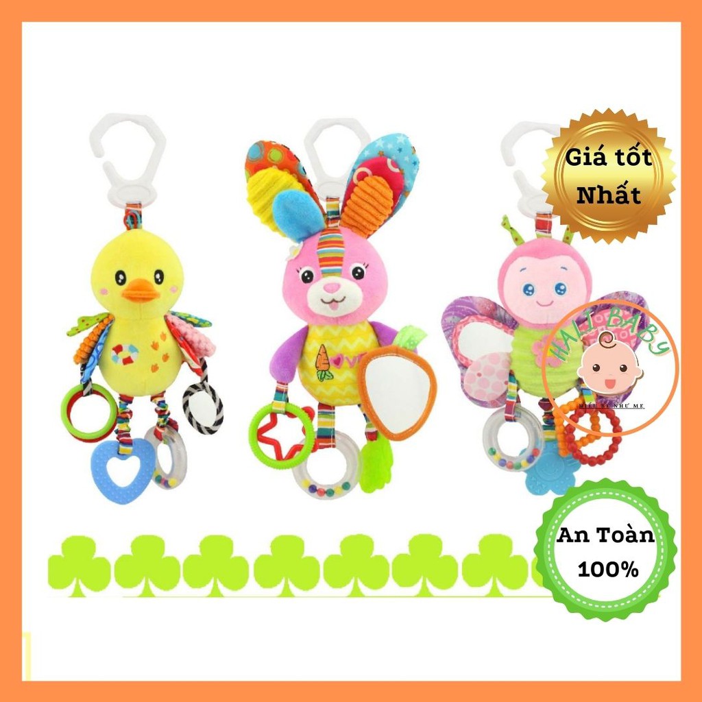 Treo xe đẩy gặm nướu cho bé thú bông lục lạc treo cũi nôi bóp kêu chít chít HALIBABY TN27