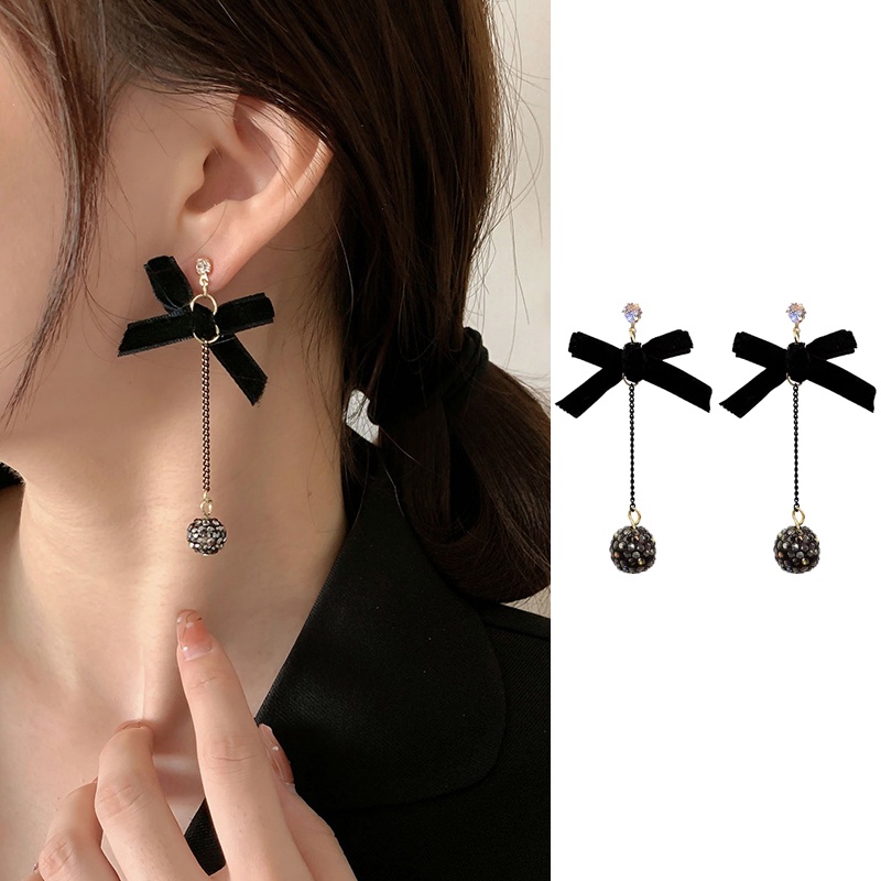 Bông Tai Hình Nơ Phối Tua Rua Phong Cách Vintage Dành Cho Nữ