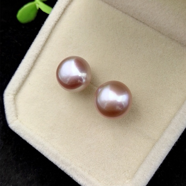 Bông tai trai size 7-8 li màu tím chuôi bạc S925