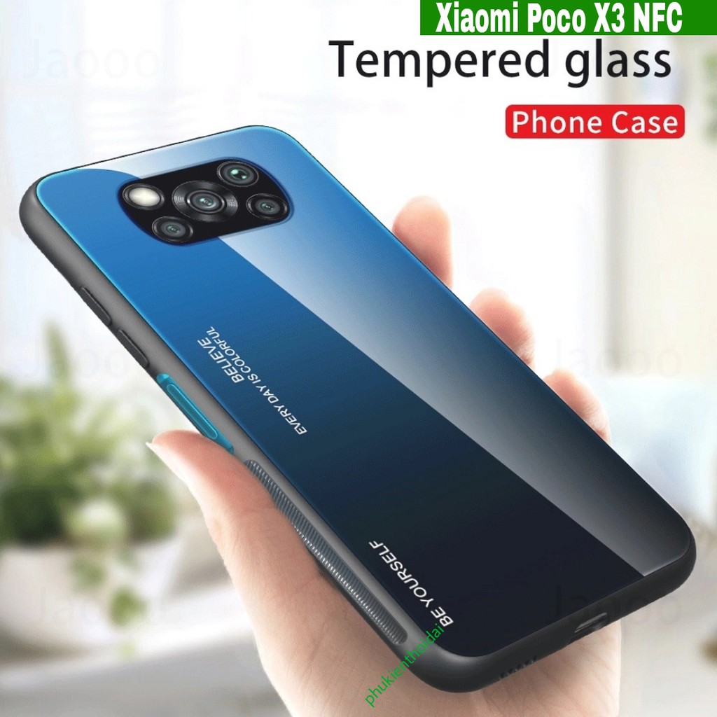 Ốp lưng Xiaomi Poco X3 / X3 Pro / Mi 10T Lite / Note 9 Pro 5G mặt lưng kính đa sắc thời trang cao cấp
