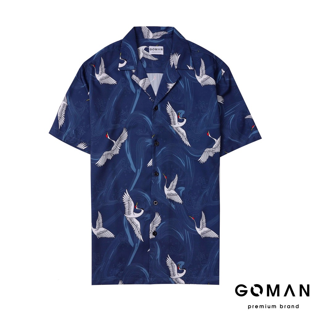 Áo sơ mi nam họa tiết GOMAN vải Lụa thoáng mát, không nhăn form suông SM010 |new arrival 2021|