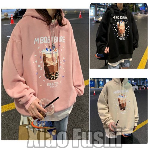 Áo hoodie, áo khoác nỉ tay phồng nhúng inly trà sữa MBQBQBURE siêu đẹp