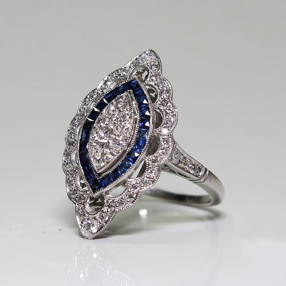 Nhẫn đeo đính đá sapphire topaz phong cách Âu Mỹ sang trọng