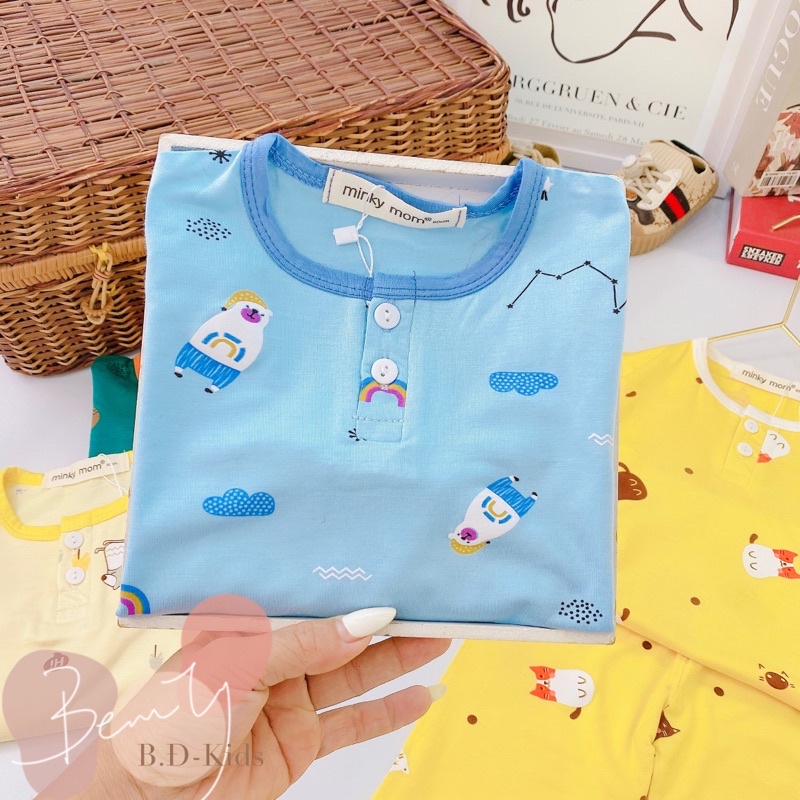Minky mom dài tay cho bé ❤️ freeship ❤️ đồ ngủ thun lạnh cho bé trai bé gái