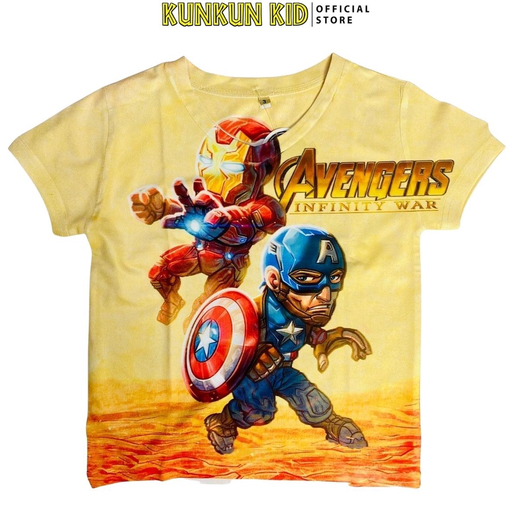 Quần áo bé trai Kunkun TP113 in hoạt hình Avenger Infinity War chất Thun lạnh size đại cho bé từ 10-60kg