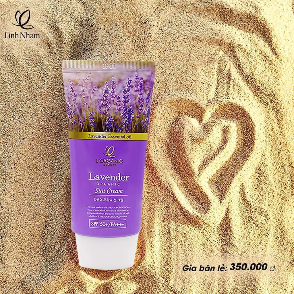 Kem chống nắng Lavender Organic chỉ số 50spf, 50g kiềm dầu, lên tone da, chống trôi dành cho da dầu, da nhạy cảm