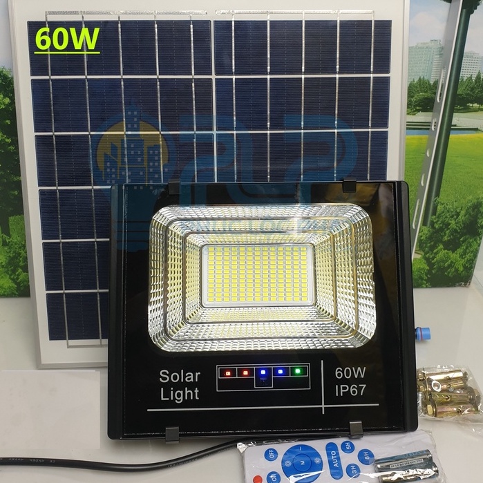 Đèn Năng Lượng Mặt Trời Công Suất 60W - Có Báo Pin - Mẫu Mới 2022, Khung Nhôm, Chip Led "SMD"- BH 02 Năm