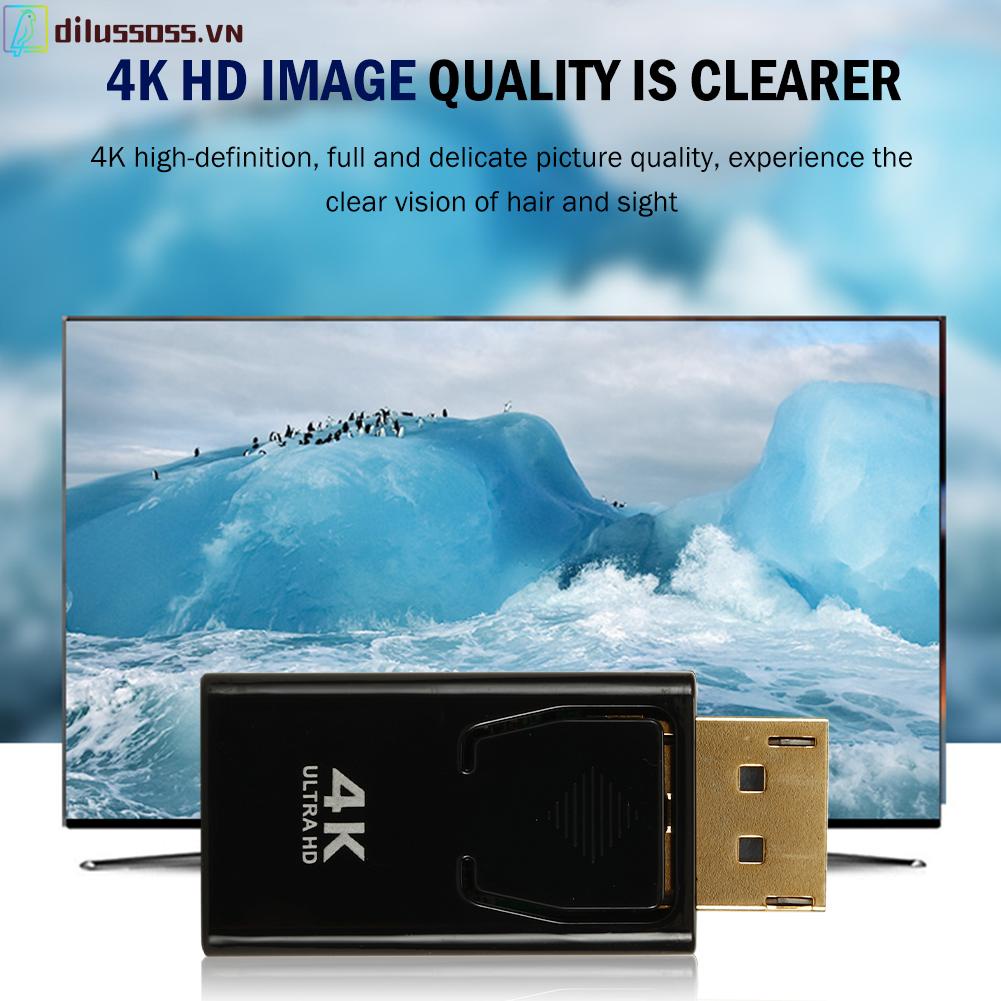 Bộ chuyển đổi Dilussoss DP sang HDMI cho PC TV Displayport 4K