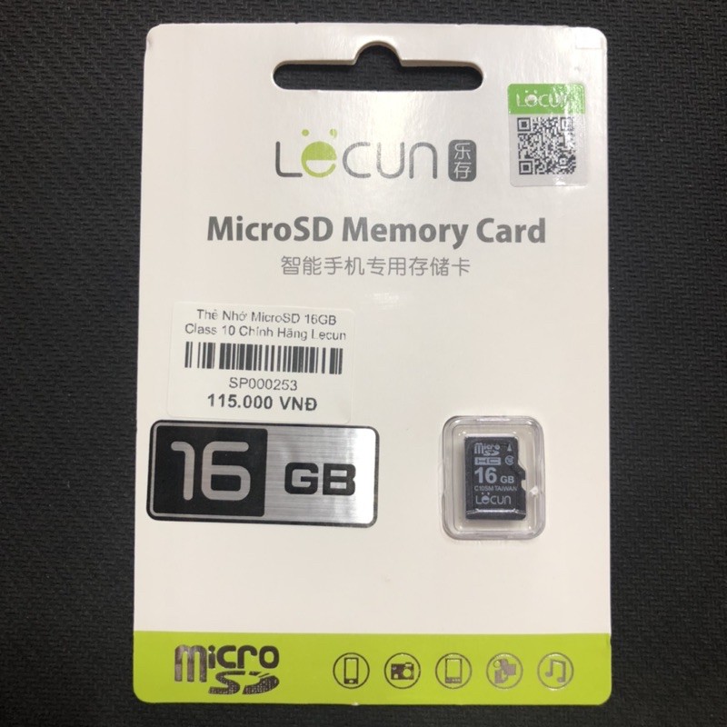 Thẻ Nhớ Micro SD 16GB Class 10 Chính Hãng Lecun