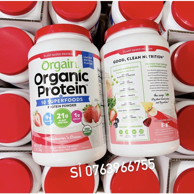 Bột Protein Hữu Cơ Orgain Organic Protein 1224g