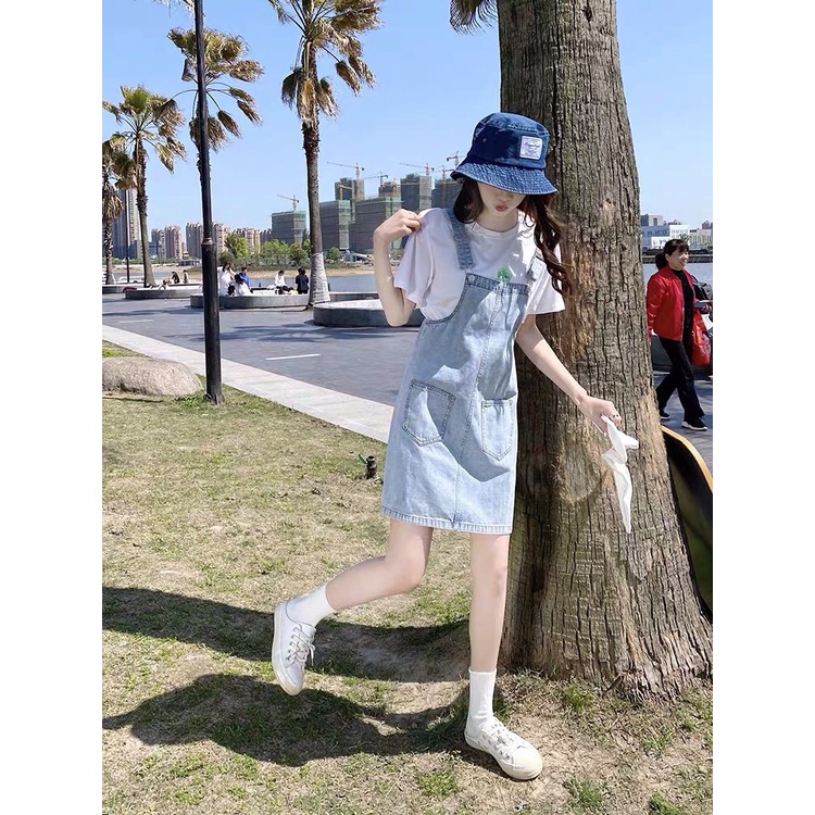 Váy Yếm Nữ Hai Dây Dáng Rộng Hottrend, Váy Jeans Bò Nhiều Màu Sắc Ulzzang Cực Dễ Phối Đồ BeU Shop