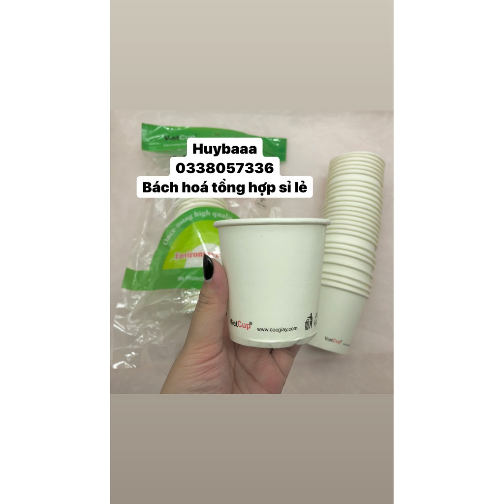 Cốc giấy Vietcup 180ml loại 6oz, cốc dùng 1 lần, đồ dùng mang đi