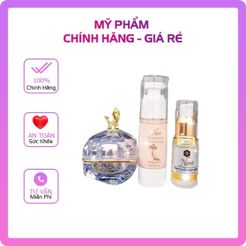 Combo Kem Face Men Gạo + Serum + Kem Chống Nắng Thanh Nhi - Nicos