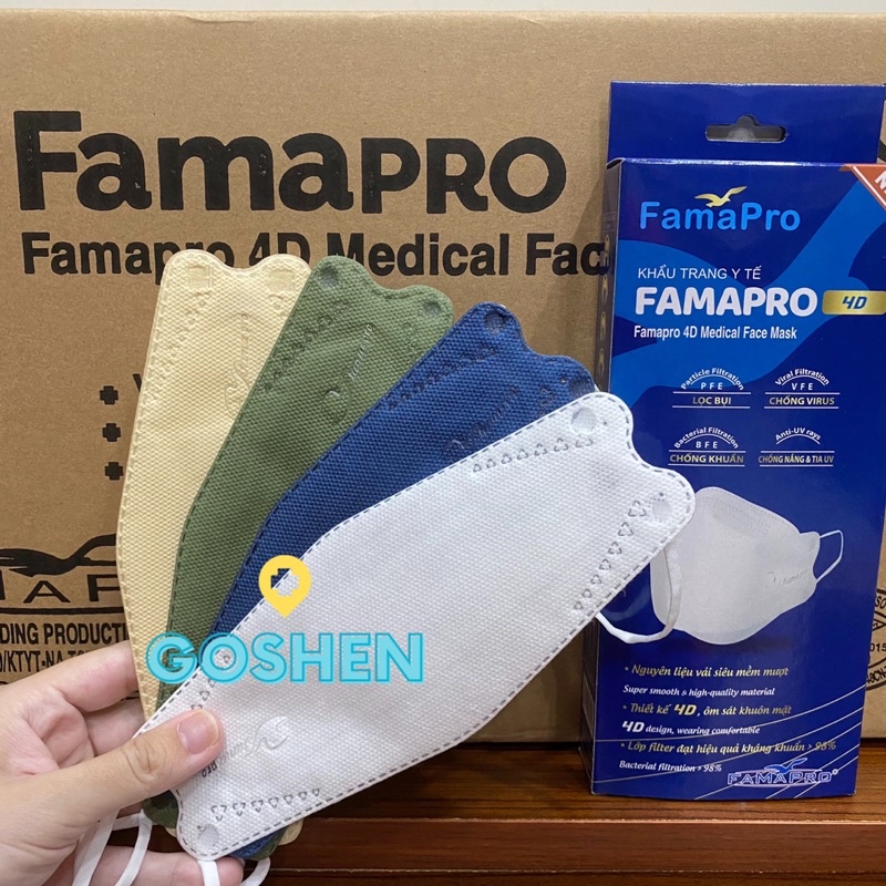 (HỘP 10CAI - FAMAPRO 4D) Khẩu trang y tế kháng khuẩn cao cấp 3 lớp FAMAPRO 4D