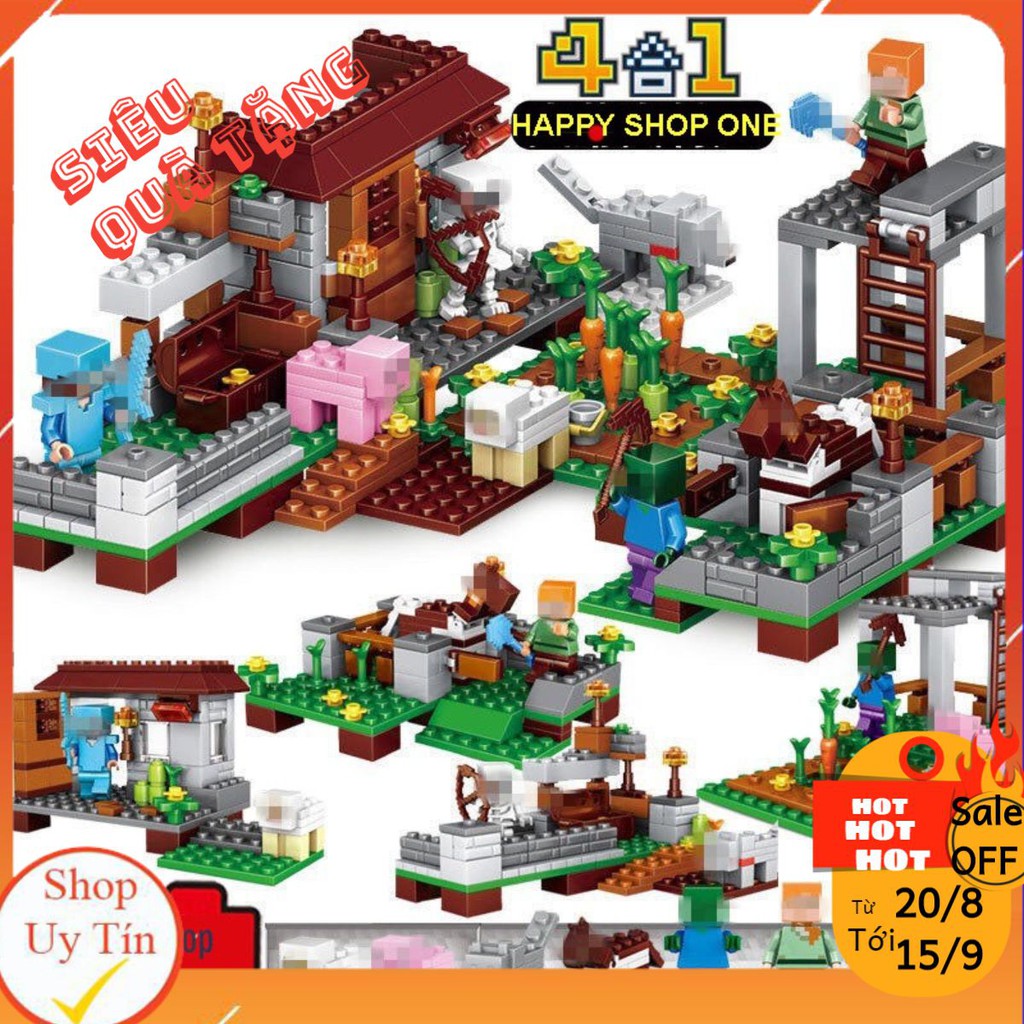 [XẢ HÀNG]Lego MinecrafttTrang Trại Nhỏ Của Bé Chuỗi Lego Minecraftt[300 CT]