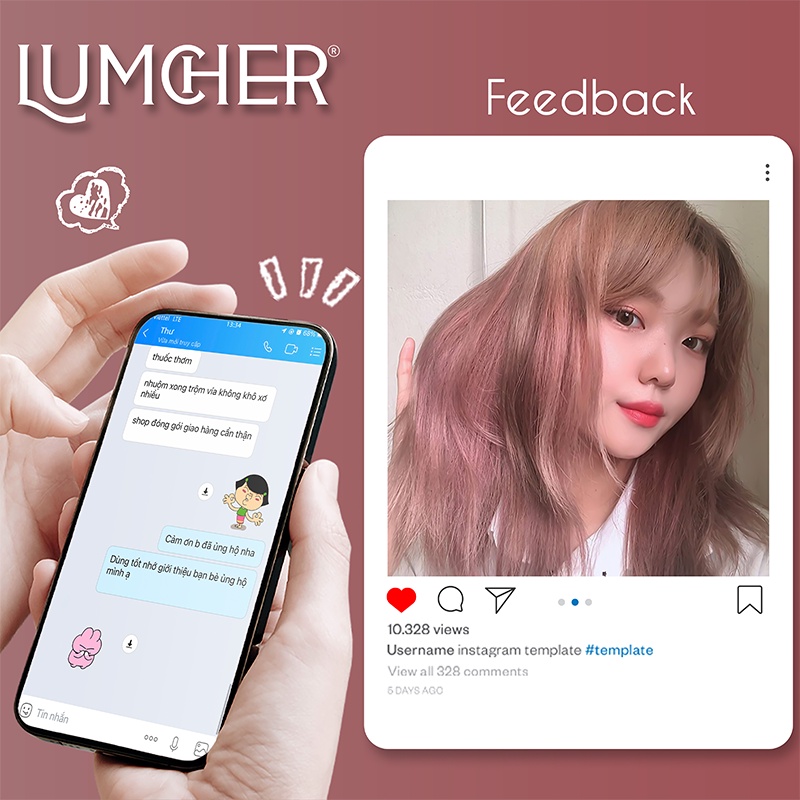 Thuốc nhuộm tóc Nâu Hồng Đào tại nhà chính hãng Lumcher LC14