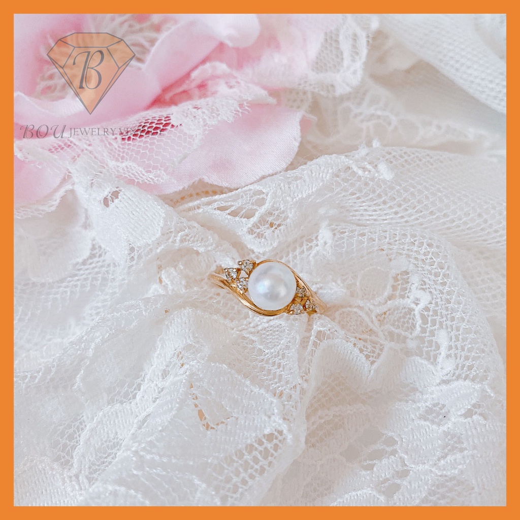 NHẪN HẠT TRAI SECONDHAND TRANG SỨC SI NHẬT BẢN BOU JEWELRY VINTAGE MÃ N016
