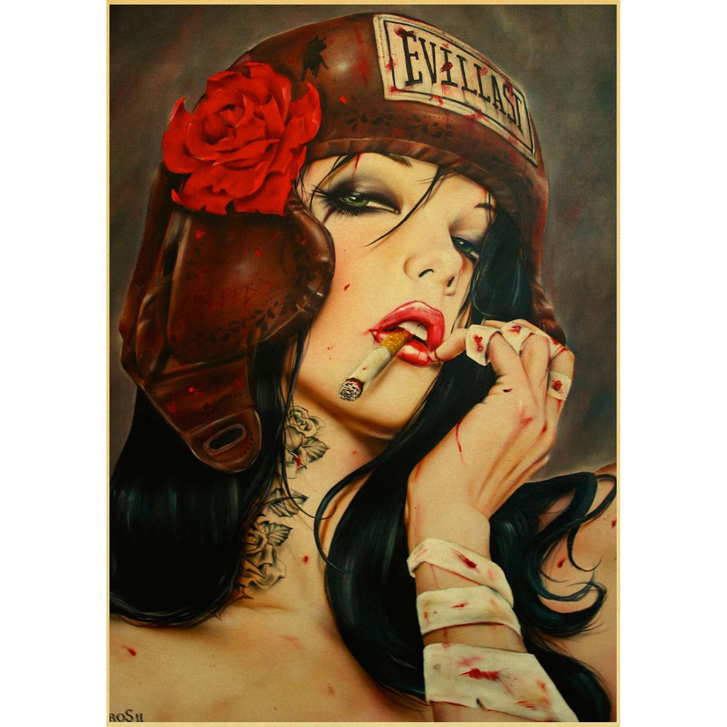 Áp phích trang trí tường hình cô gái gợi cảm kích cỡ 42x30cm