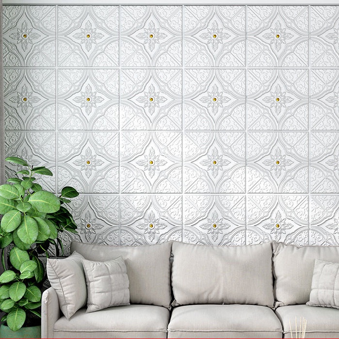 3D Giấy dán tường Keo dán chống thấm nước Xốp dán tường 35x35cm