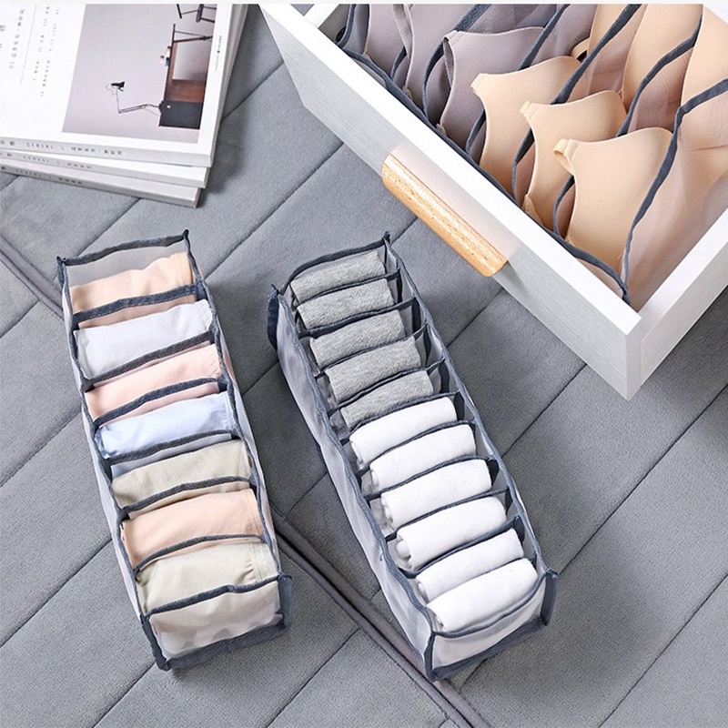 ộp đựng đồ lót quần áo khay giỏ vải chia ngăn chứa tất vớ đa năng dạng lưới tiện lợi có thể gấp gọn 88308