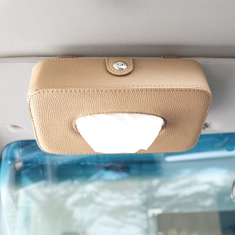 Hộp Đựng Khăn Giấy Bằng Da PU Gắn Tấm Che Nắng Xe Hơi Tiện Dụng