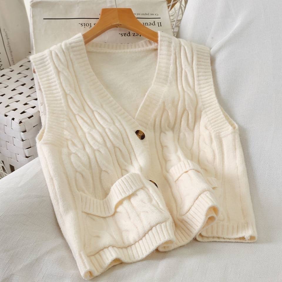 Áo Cardigan Len Dệt Kim Hai Túi Cổ Chữ V Thời Trang Mùa Xuân Dành Cho Nữ 2021