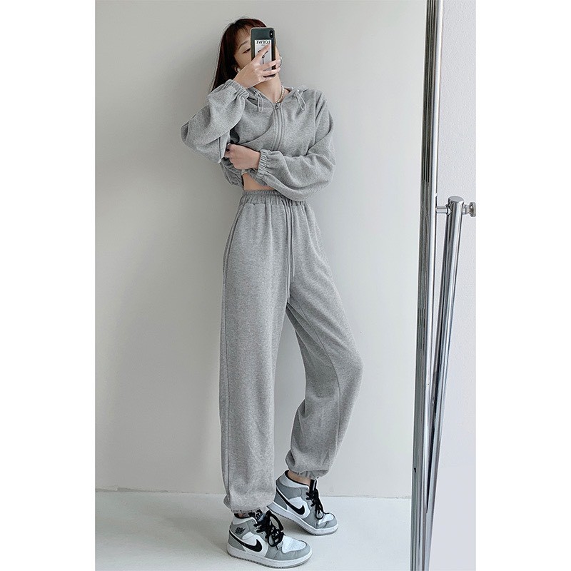 Quần jogger nữ LÓT NỈ dài ống rộng phong cách Ulzzang bo gấu chất thun trẻ trung QJ220