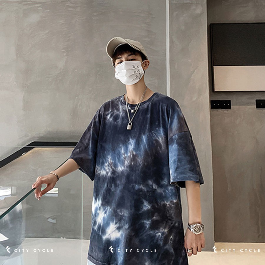 Áo thun local brand Tie Dye trơn City Cycle phông tay lỡ Unisex form rộng loang cao cấp