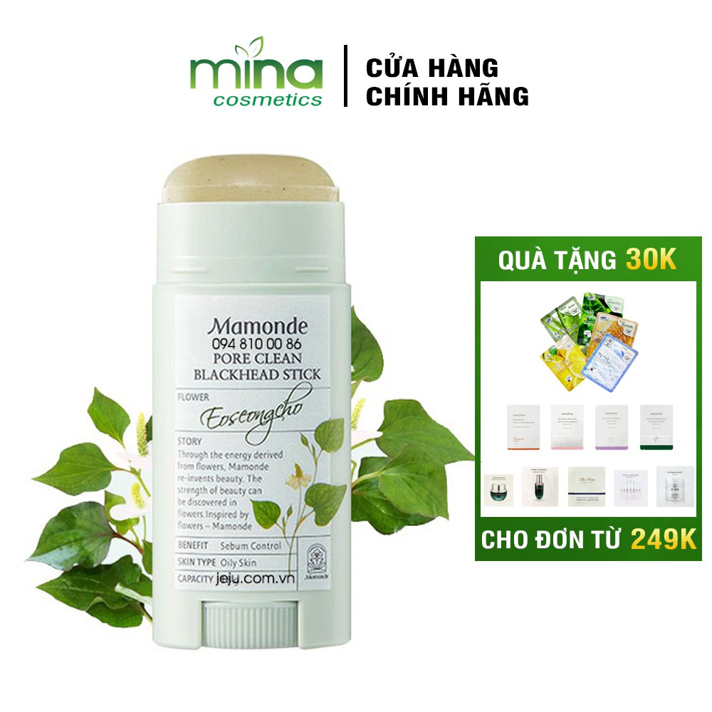 Thanh sáp sạch mụn đầu đen ngừa mụn thu nhỏ lỗ chân lông Mamonde Pore Clean Stick18g