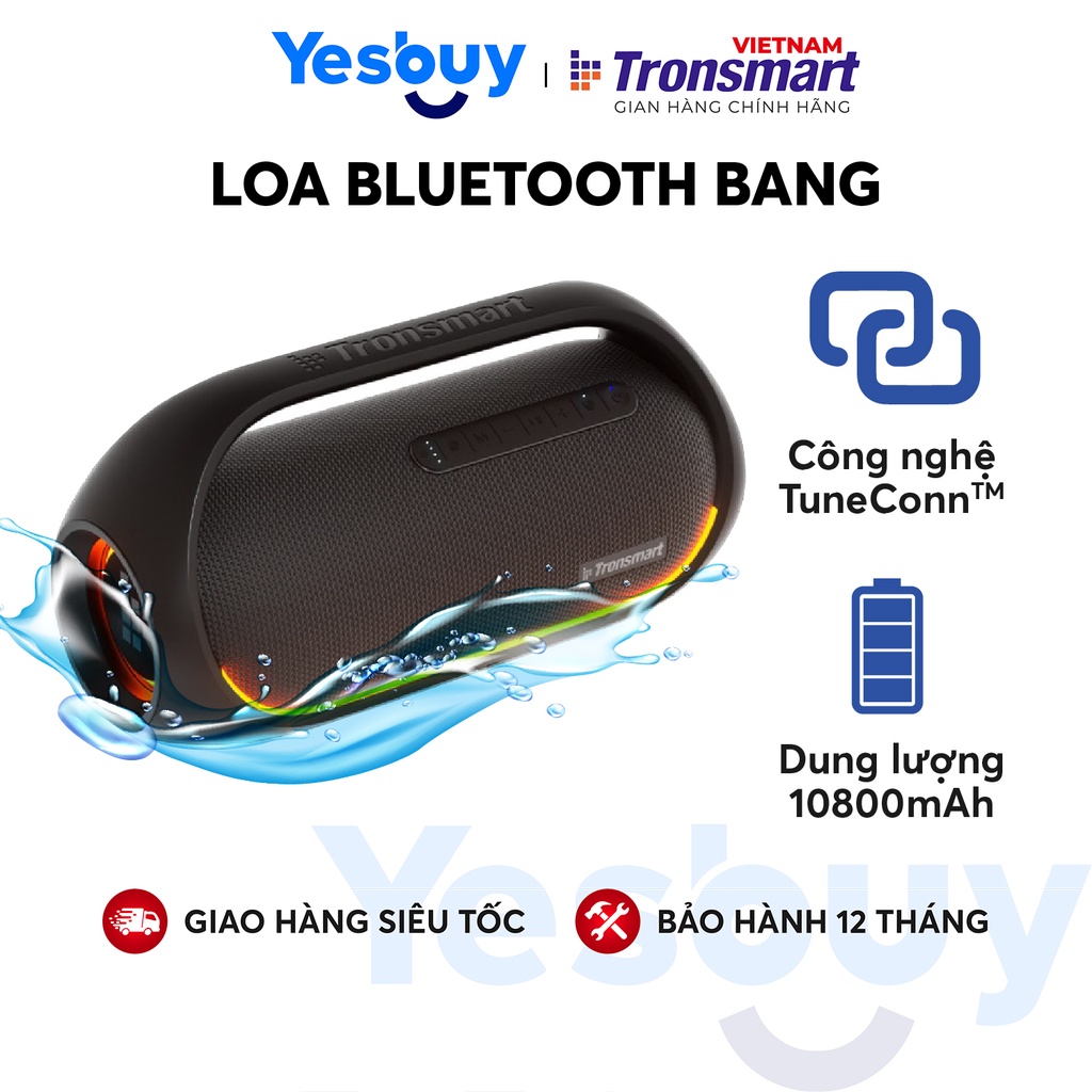Loa Bluetooth TRONSMART BANG công suất 60W, đèn led RGB theo nhịp, công nghệ TuneConn, SoundPulse - Hàng chính hãng