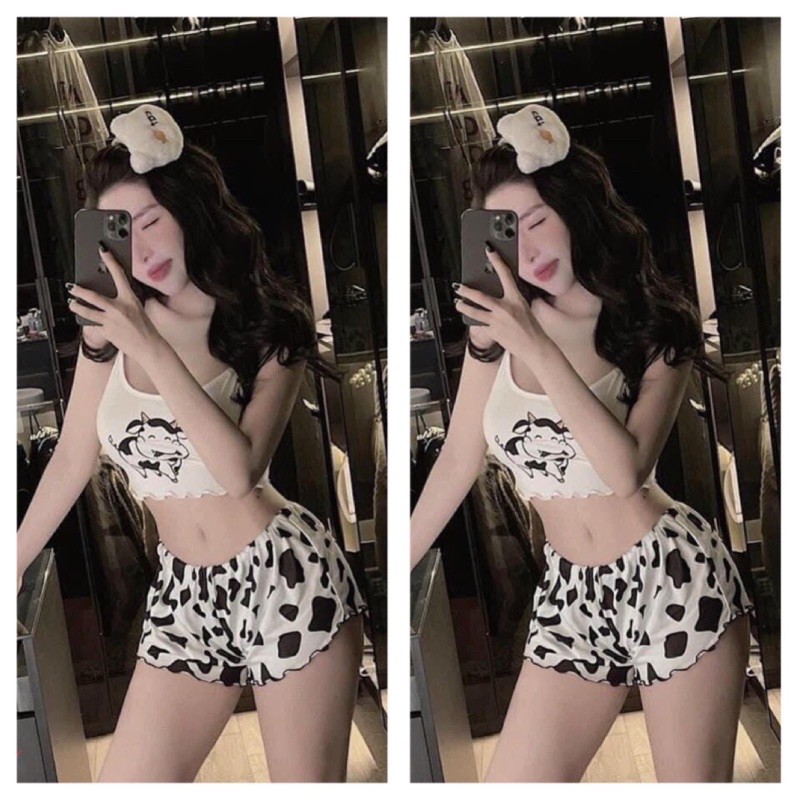 [Mã FAMAYWA2 giảm 10K đơn 50K] [Rẻ Vô Địch] Bộ Áo Croptop Bò Sữa Quần Đùi 🦋 Set Áo 2 Dây Quần Cộc Nhiều Hình 🦋 | BigBuy360 - bigbuy360.vn