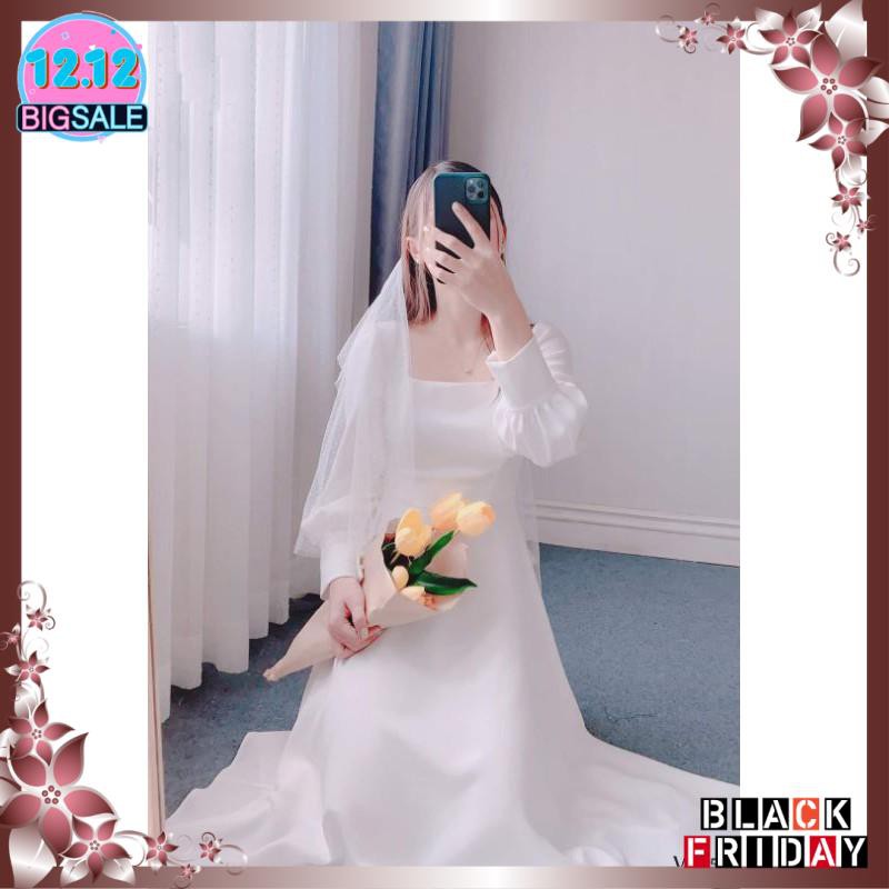 Đầm dự tiệc trắng xòe cổ u vintage | BigBuy360 - bigbuy360.vn