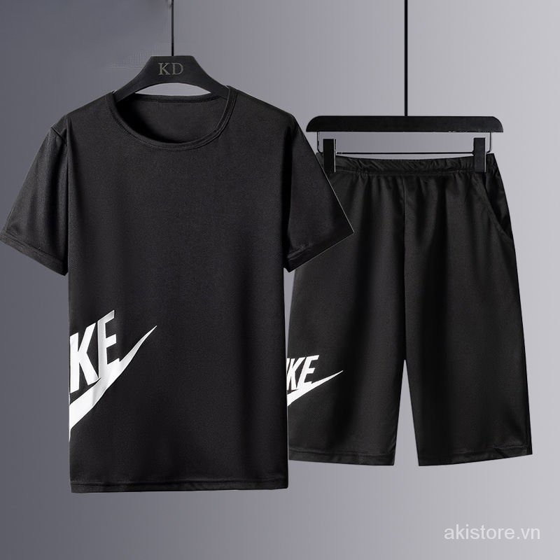Set Đồ Thể Thao Gồm Áo Thun Tay Ngắn + Quần Short Chất Liệu Thoáng Khí Nhanh Khô Có size Lớn M-3XL Cho Nam Giới