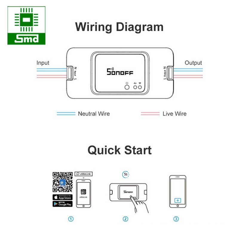 SONOFF Basic R3 Công tắc thông minh Smart Switch điều khiển từ xa qua Wifi 3G 4G (Bản quốc tế)