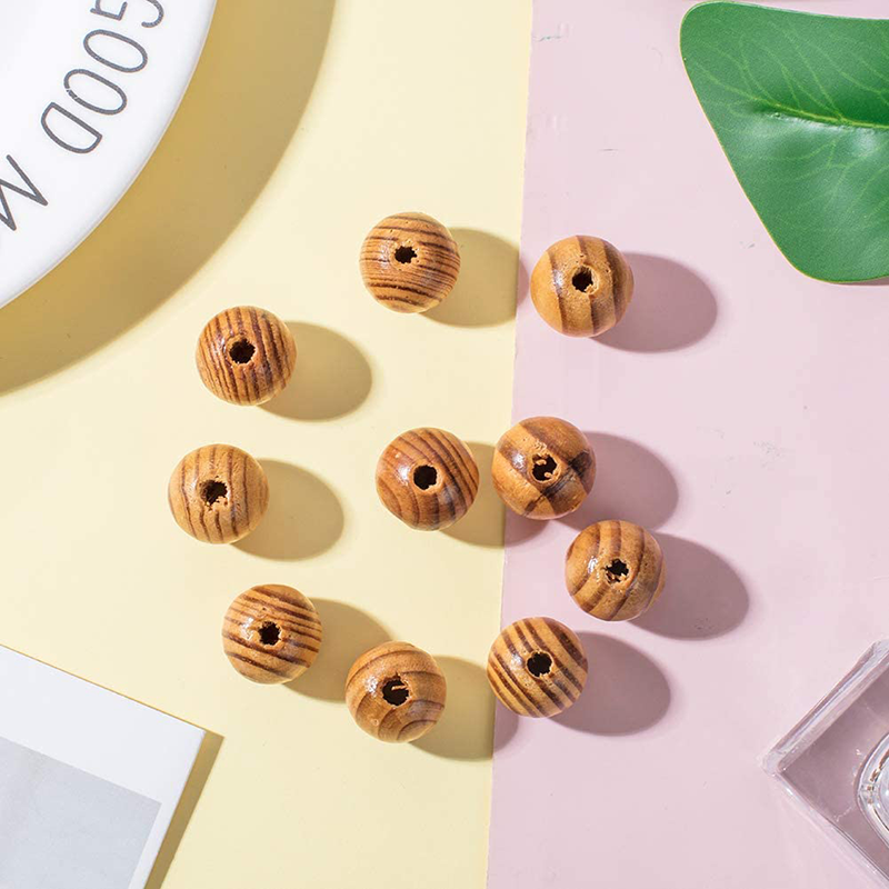 Bộ 100-200 hạt gỗ tròn dùng làm trang sức thủ công