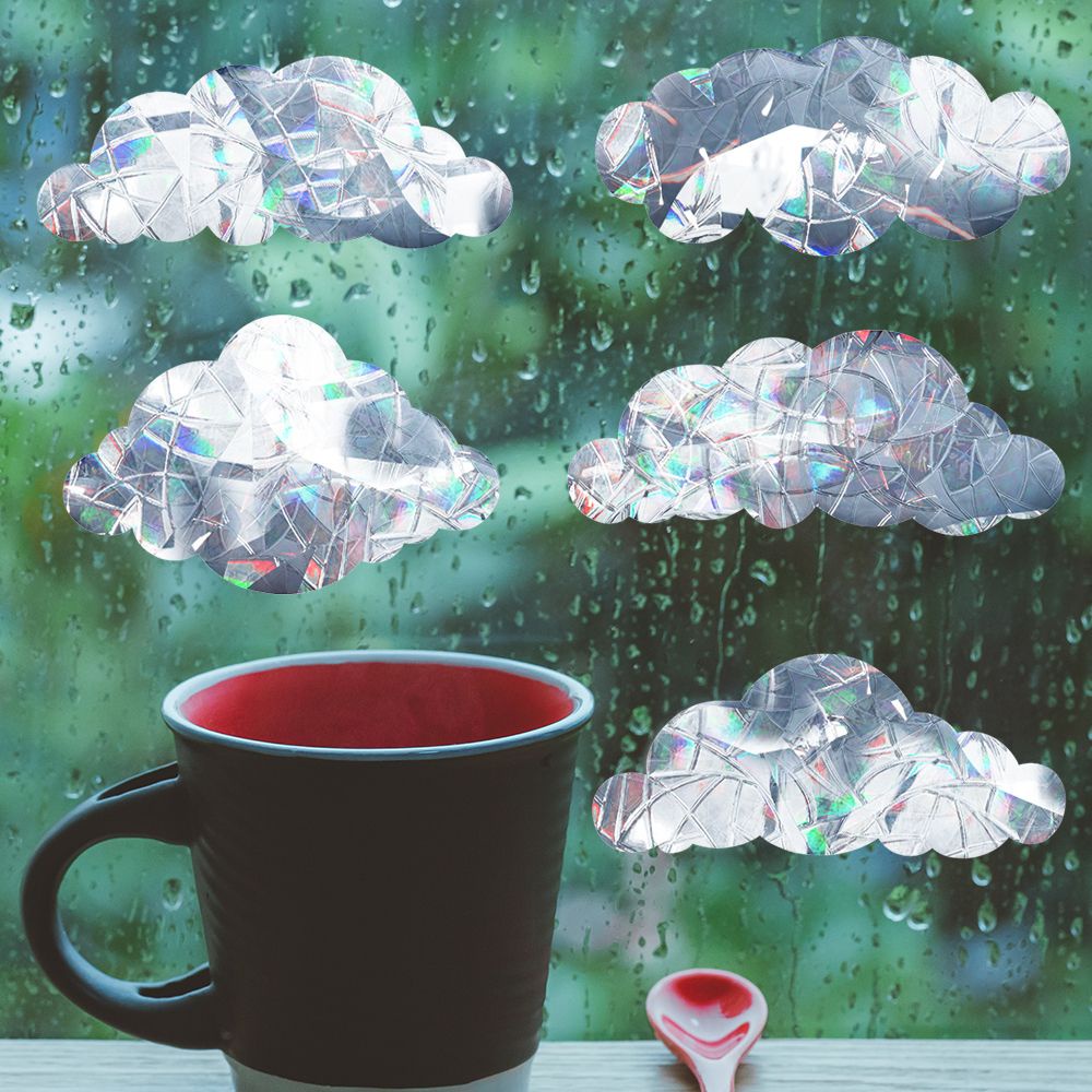 Miếng Dán Cửa Sổ Kính Hình Mèo/ Mặt Trăng Màu Cầu Vồng 3D Tháo Rời Được Tiện Dụng