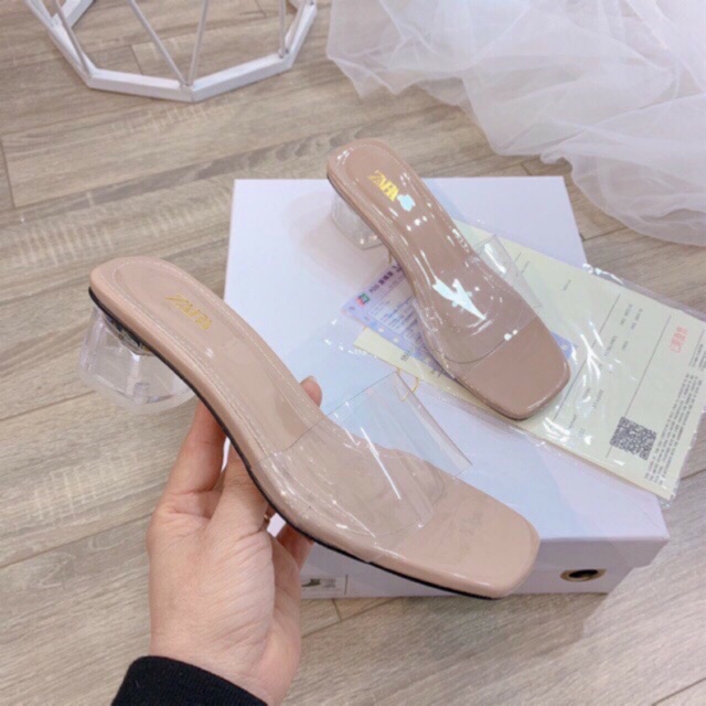 Guốc / Dép quai trong gót vuông 3cm hot hit M79