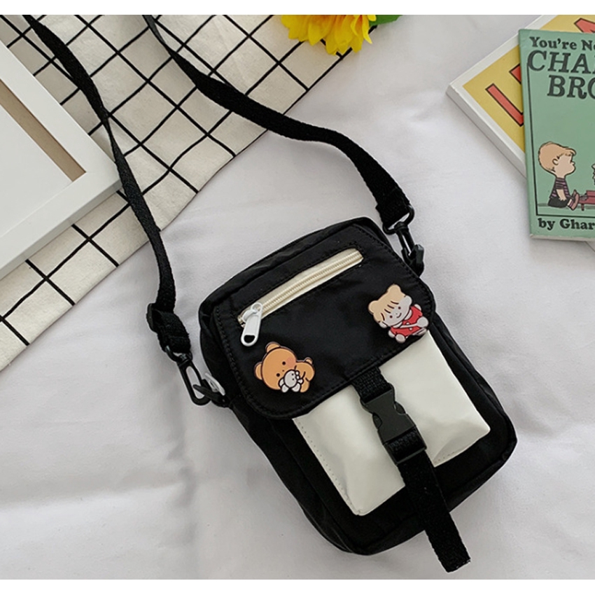 Túi vải dù dọc có khóa ngang, túi đeo chéo tote vải B | BigBuy360 - bigbuy360.vn