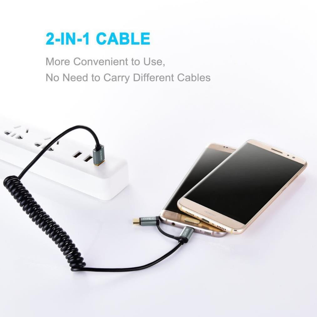 (Mua 1 tặng 1) Dây cáp sạc nhanh 2 in 1 Type-C và Micro USB dài 120CM hiệu CHOETECH MIX00021 - Hàng chính hãng