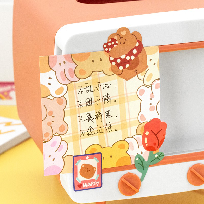 Tấm sticker Wenshu Rainbow Lele bear hình dán trang trí sổ tay | BST085