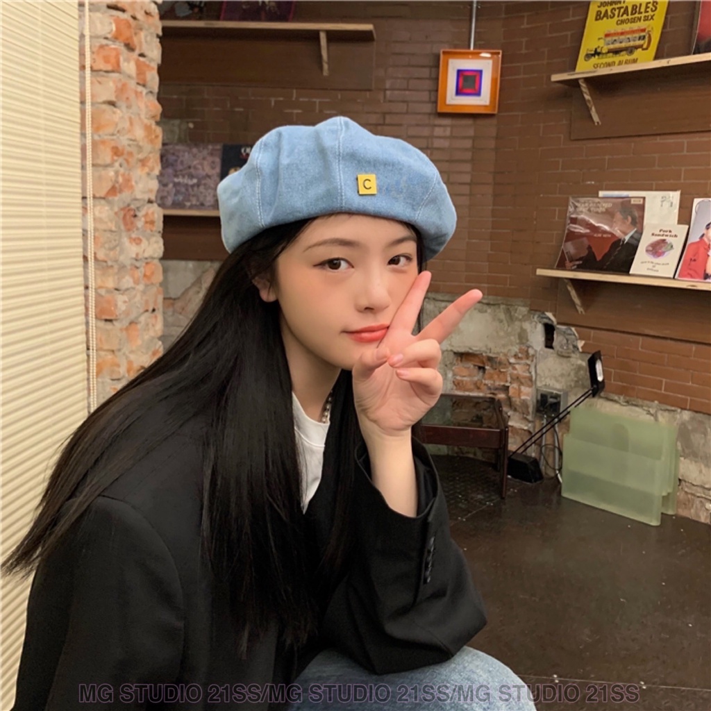 Mũ beret denim'C'C' Mg STUDIO