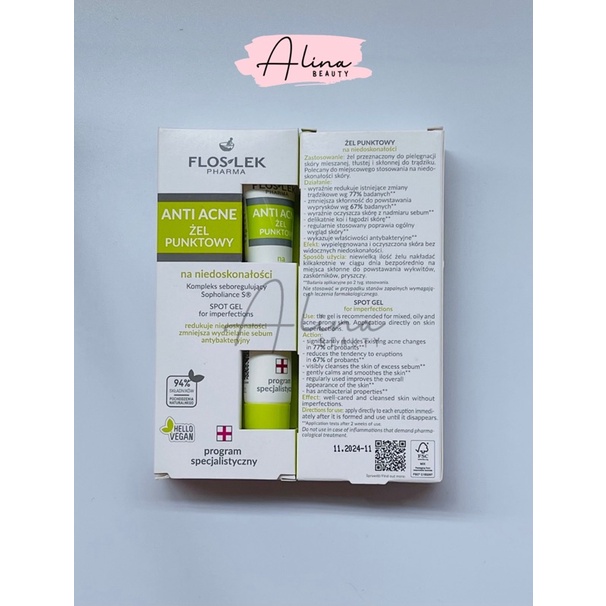 Gel chấm mụn Floslek Anti Acne Bacterial Intense 20g