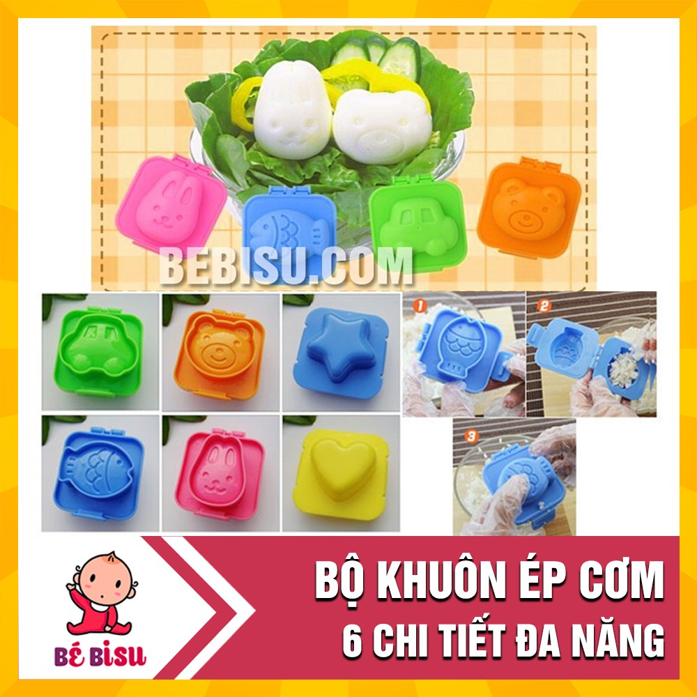 Bộ 6 Khuôn làm cơm bento, ép trứng, ép cơm làm bánh