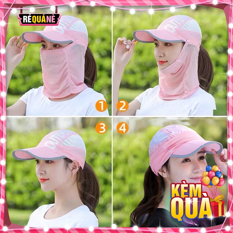 Mũ Nam Nữ Gấp Gọn Che Nắng Có Khăn Che Toàn Diện OD Nón Chống Nắng 2161