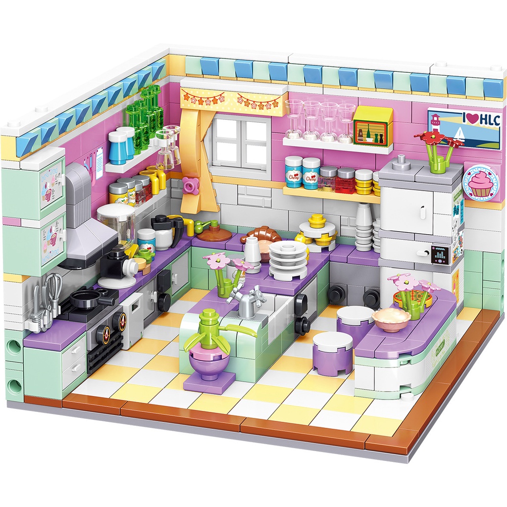 Bộ đồ chơi lắp ráp mô hình các căn phòng trong nhà sáng tạo Lin07 Qunlong 00870-1