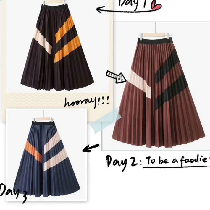 Chân váy xếp ly họa tiết chéo hàng QC