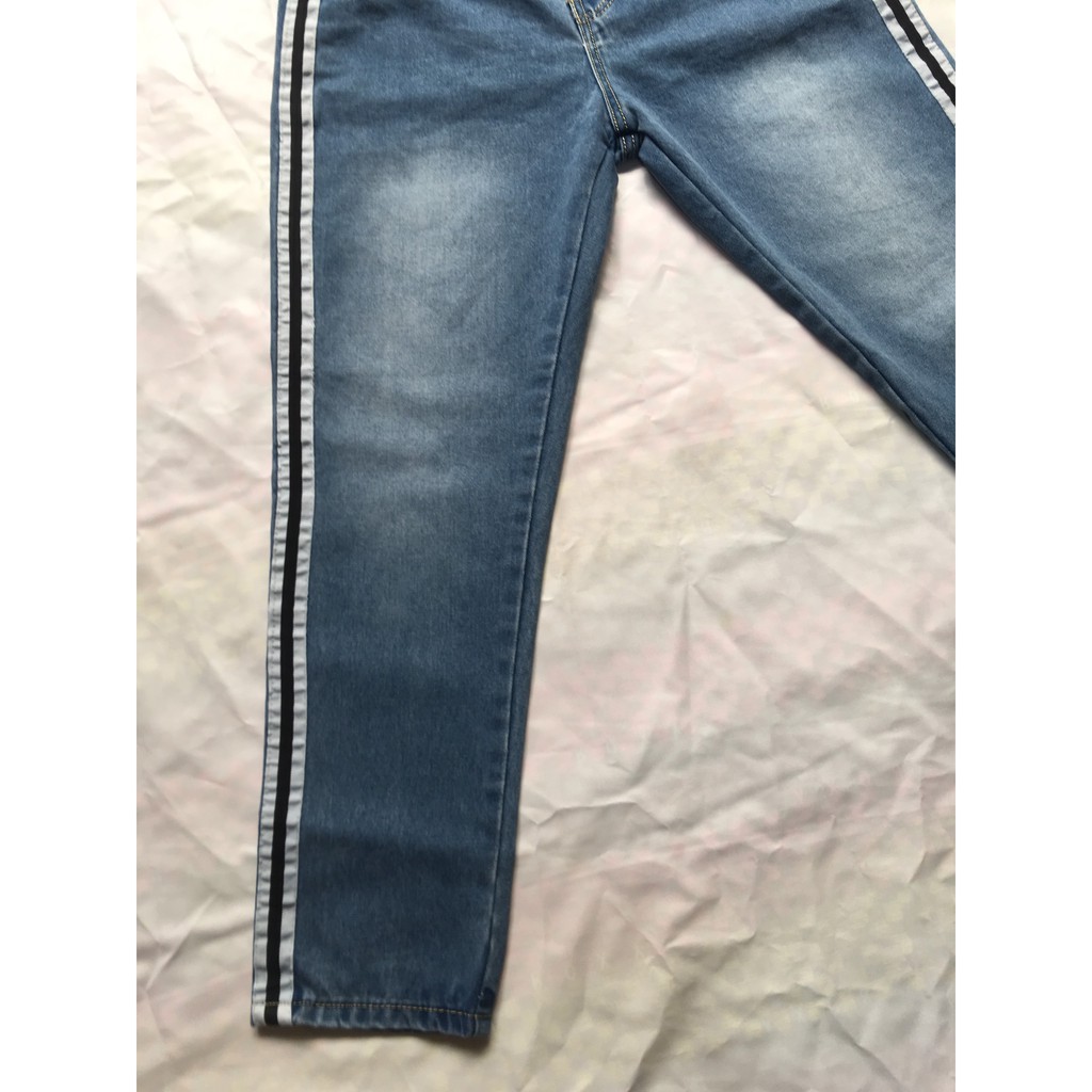 quần baggy jean sọc đen trắng(tặng kèm khẩu trang su 3D) style cá tính