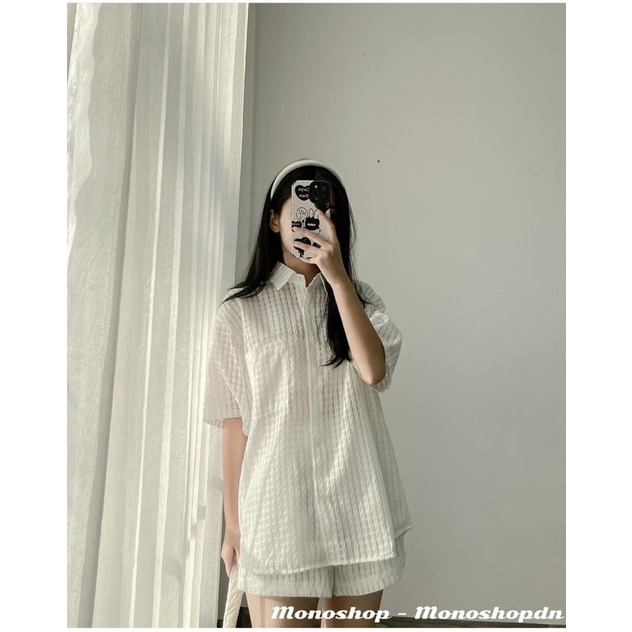 set sơ mi túi hộp + short