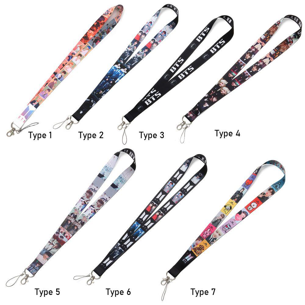 MAYSHOW New KPOP Neck Strap Fashion Bangtan Boys BTS Lanyard Keychain DIY Gift SUGA V JIMIN JIN TATA COOKY Cartoon MANG RJ Long